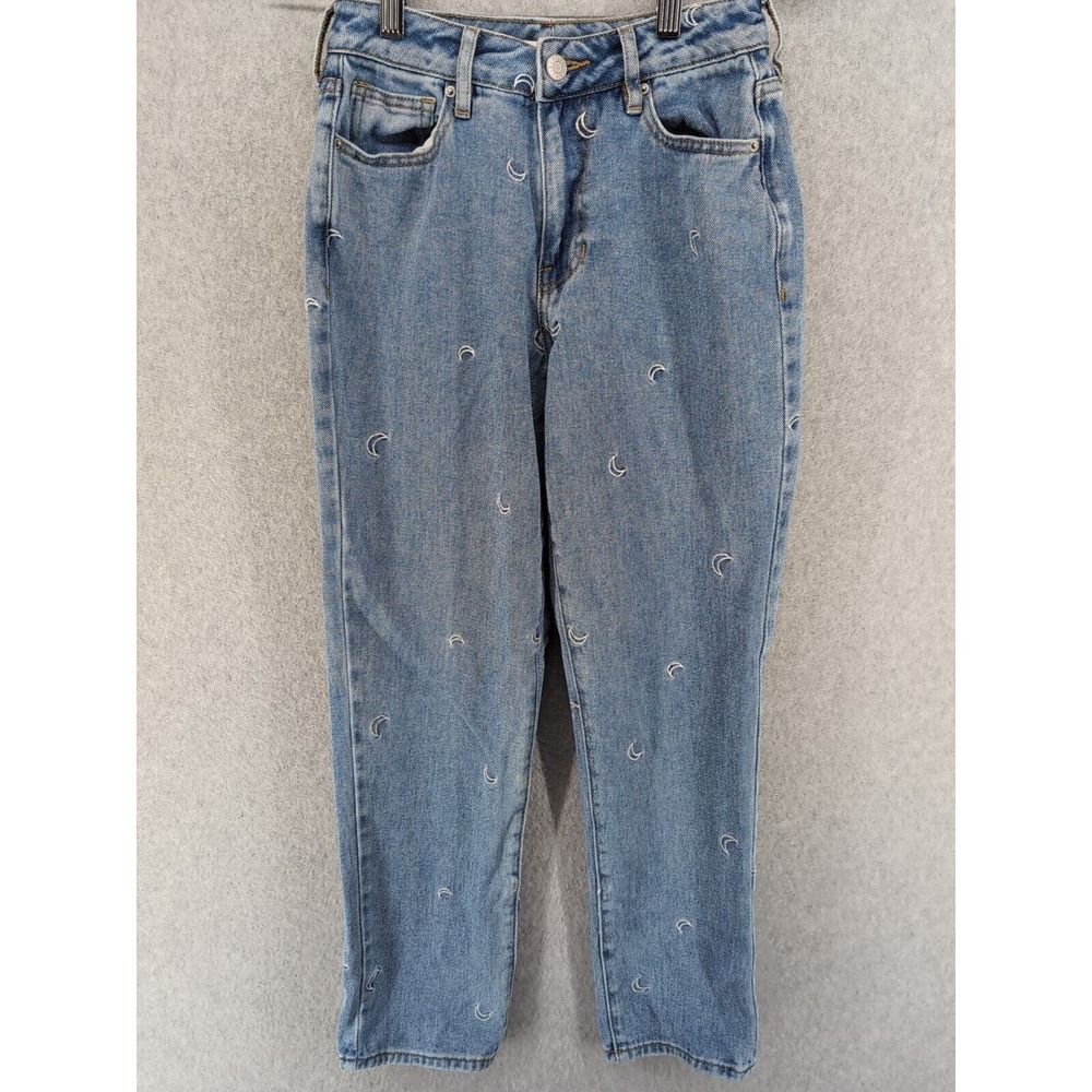 Pacsun Mom Jean Crescent Moon Design Light Wash High Rise Size 24